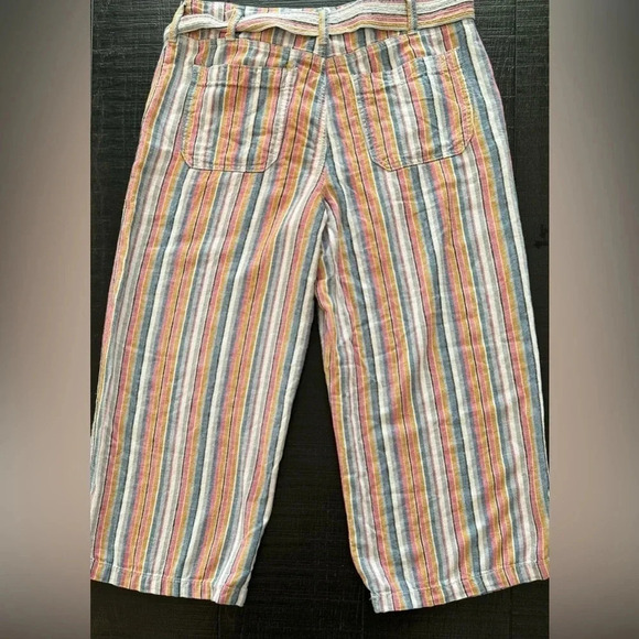 Seven7 Wide Leg Linen Rainbow Striped Linen Pants Size 10 - Picture 5 of 6
